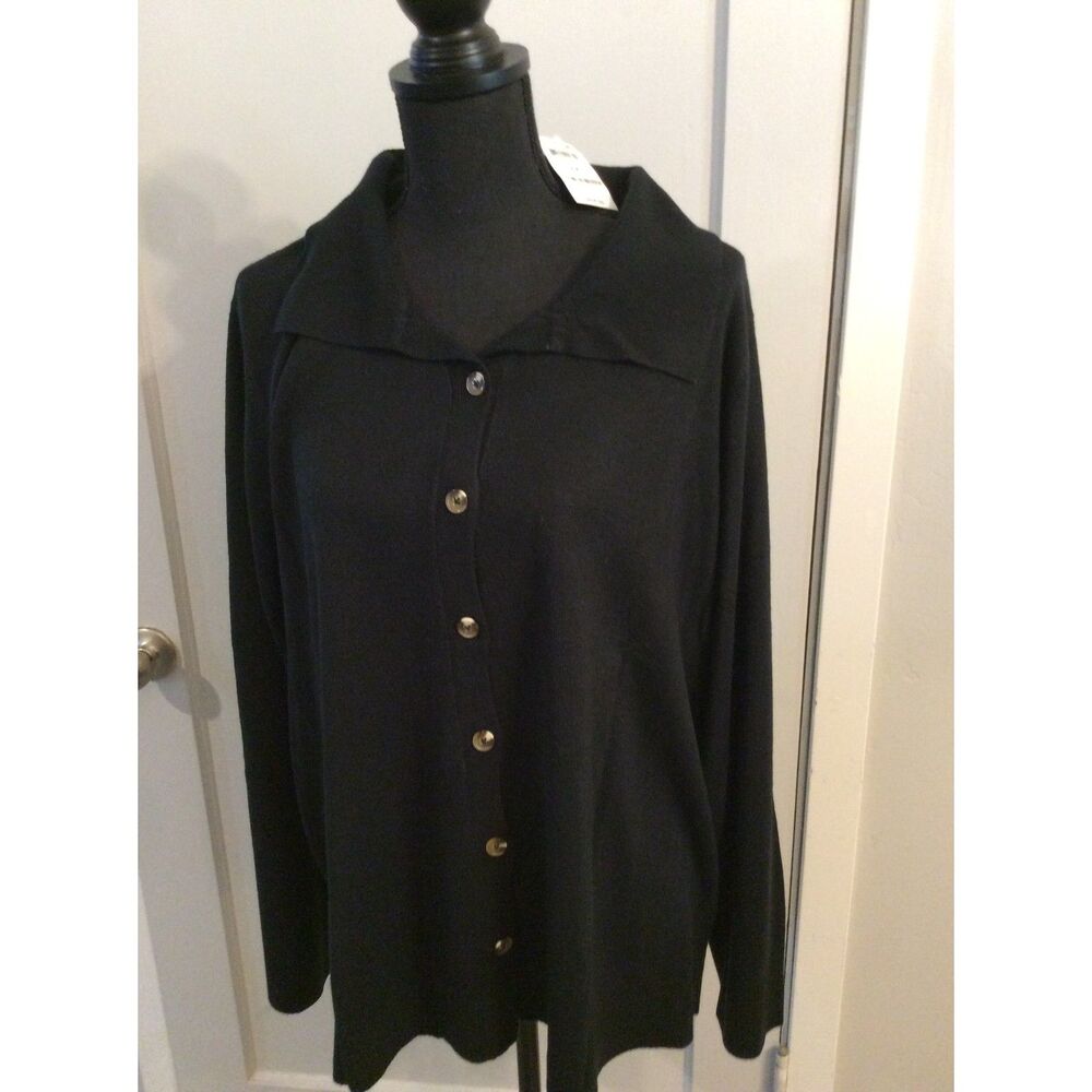 NWT New Plus Size Button Up Black Cardigan Sweater 3X